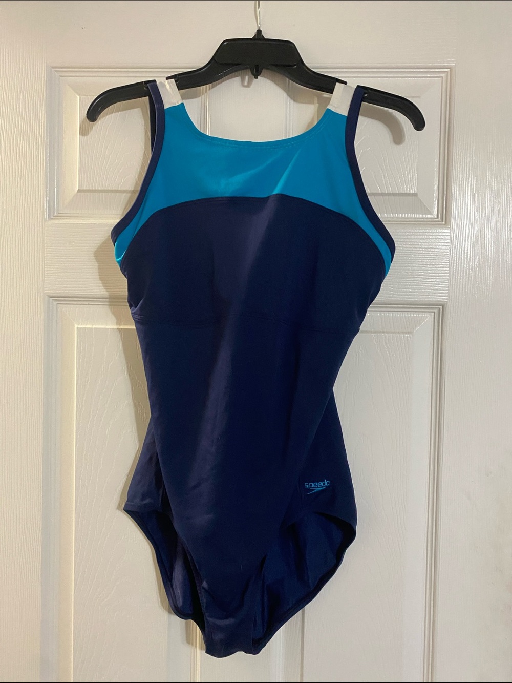 Speedo Navy and Teal Contrast Training One-Piece